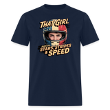 That Girl Runs On Stars Stripes & Speed | Adult T-Shirt - navy