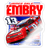 James Dale | Embry Racing | 2026 | Kiss-Cut Vinyl Decal 2 - white glossy