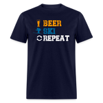 Beer Ski Repeat | Adult T-Shirt - navy