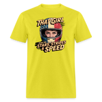 That Girl Runs On Stars Stripes & Speed | Adult T-Shirt - yellow