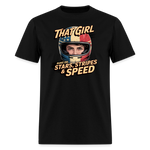That Girl Runs On Stars Stripes & Speed | Adult T-Shirt - black