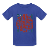 Stars Stripes & Speed Block Logo | Youth T-Shirt - royal blue