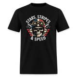 Full Throttle Skull | Stars Stripes & Speed | Adult T-Shirt - black