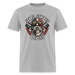 Full Throttle Skull | Stars Stripes & Speed | Adult T-Shirt - heather gray
