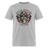 Full Throttle Skull | Stars Stripes & Speed | Adult T-Shirt - heather gray