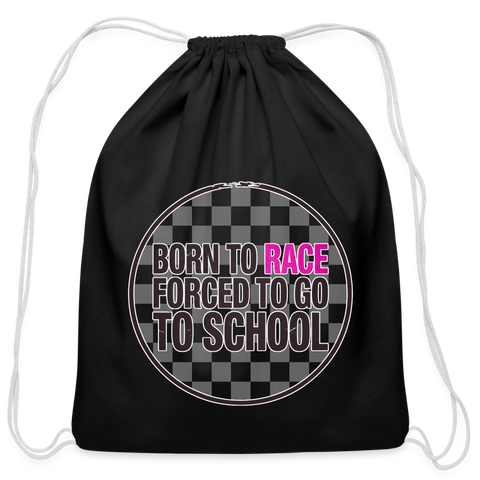 Born To Race Circle | Pink | Cotton Drawstring Bag - black
