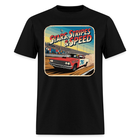 Vintage 76 | Stars Stripes & Speed | Adult T-Shirt - black