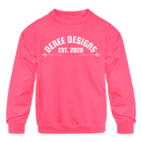 Deree Designs | 2022 | Youth Crewneck Sweatshirt - neon pink