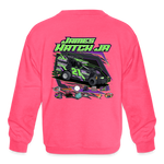 Double Hatch Racing | James Jr. | 2023 | Youth Crewneck Sweatshirt - neon pink