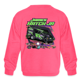 Double Hatch Racing | James Jr. | 2023 | Youth Crewneck Sweatshirt - neon pink