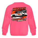 Racen Stacy | 2023 | Youth Crewneck Sweatshirt - neon pink