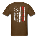 Dirt Track Racing American Flag | Adult T-Shirt (Back Design) - brown