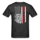 Dirt Track Racing American Flag | Adult T-Shirt (Back Design) - heather black