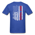 Dirt Track Racing American Flag | Adult T-Shirt (Back Design) - royal blue