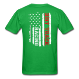 Dirt Track Racing American Flag | Adult T-Shirt (Back Design) - bright green