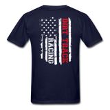 Dirt Track Racing American Flag | Adult T-Shirt (Back Design) - navy