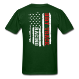 Dirt Track Racing American Flag | Adult T-Shirt (Back Design) - forest green