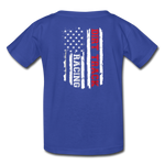Dirt Track Racing American Flag | Youth T-Shirt (Back Design) - royal blue