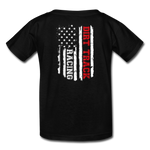 Dirt Track Racing American Flag | Youth T-Shirt (Back Design) - black