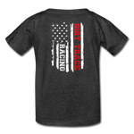 Dirt Track Racing American Flag | Youth T-Shirt (Back Design) - heather black