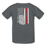 Dirt Track Racing American Flag | Youth T-Shirt (Back Design) - charcoal