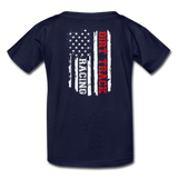 Dirt Track Racing American Flag | Youth T-Shirt (Back Design) - navy