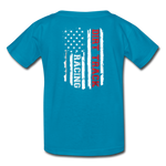 Dirt Track Racing American Flag | Youth T-Shirt (Back Design) - turquoise