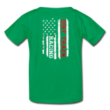 Dirt Track Racing American Flag | Youth T-Shirt (Back Design) - kelly green