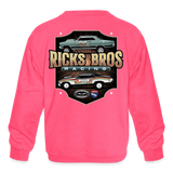 Ricks Bros Racing | 2022 | Youth Crewneck Sweatshirt - neon pink